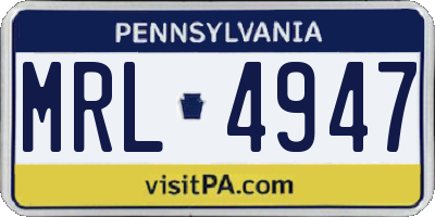 PA license plate MRL4947