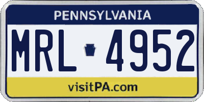 PA license plate MRL4952