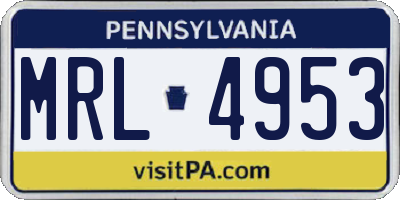 PA license plate MRL4953