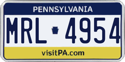 PA license plate MRL4954