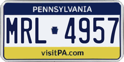 PA license plate MRL4957