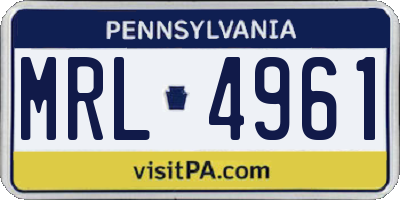 PA license plate MRL4961