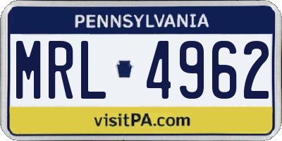 PA license plate MRL4962