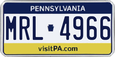 PA license plate MRL4966