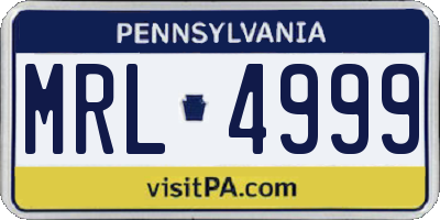 PA license plate MRL4999