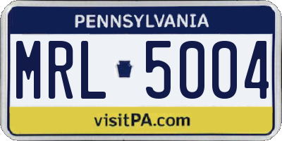 PA license plate MRL5004