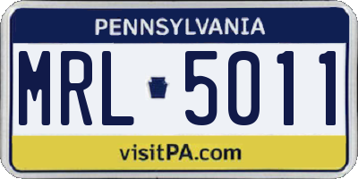 PA license plate MRL5011