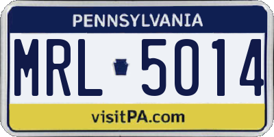PA license plate MRL5014