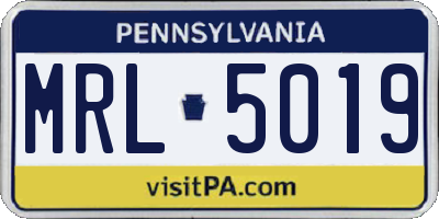 PA license plate MRL5019