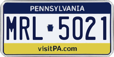PA license plate MRL5021