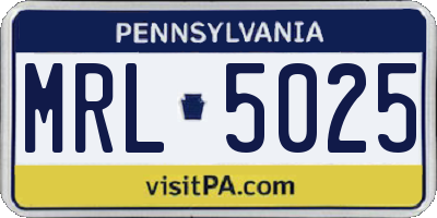 PA license plate MRL5025