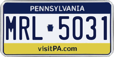 PA license plate MRL5031