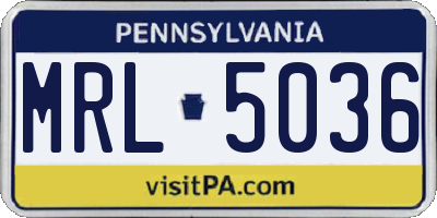 PA license plate MRL5036