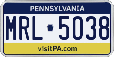 PA license plate MRL5038