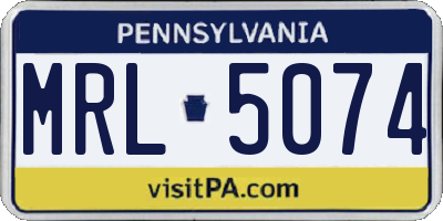 PA license plate MRL5074