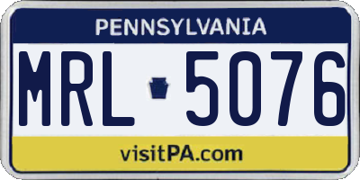 PA license plate MRL5076