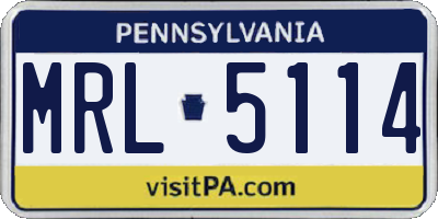 PA license plate MRL5114