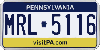 PA license plate MRL5116