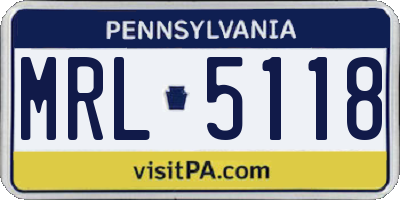 PA license plate MRL5118