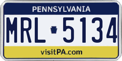 PA license plate MRL5134
