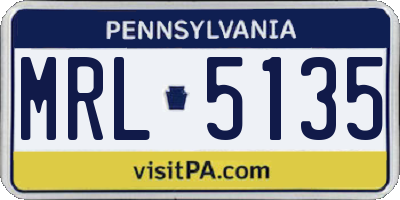 PA license plate MRL5135