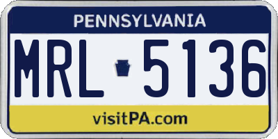 PA license plate MRL5136
