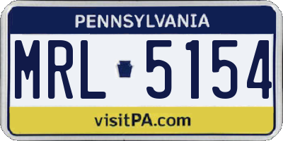 PA license plate MRL5154