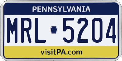 PA license plate MRL5204