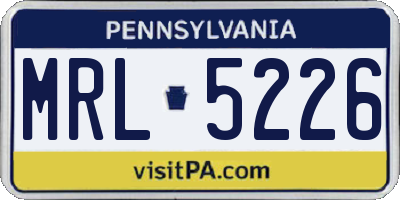 PA license plate MRL5226