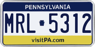 PA license plate MRL5312