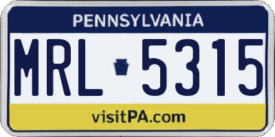 PA license plate MRL5315