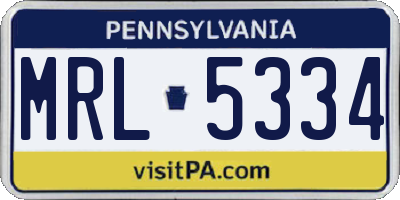 PA license plate MRL5334
