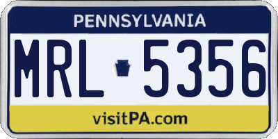 PA license plate MRL5356