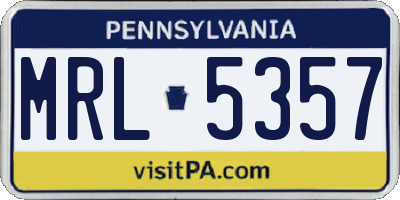PA license plate MRL5357