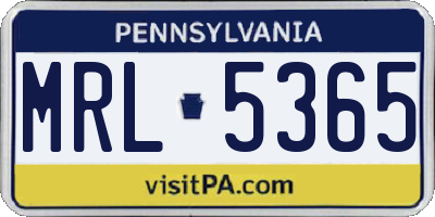 PA license plate MRL5365