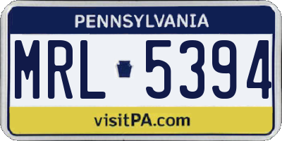 PA license plate MRL5394