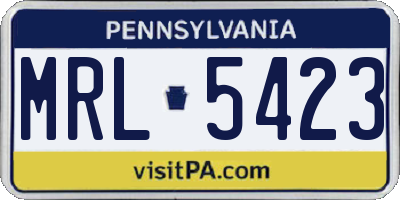 PA license plate MRL5423
