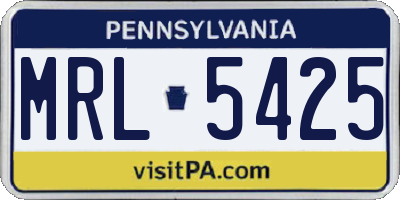PA license plate MRL5425