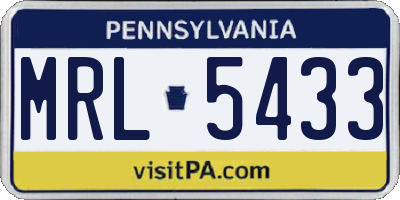 PA license plate MRL5433