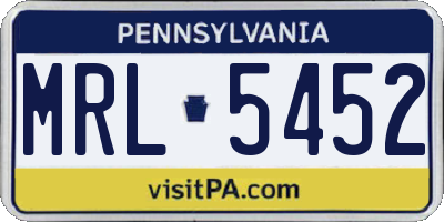 PA license plate MRL5452