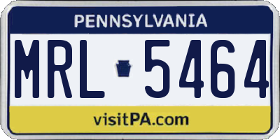 PA license plate MRL5464