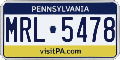 PA license plate MRL5478