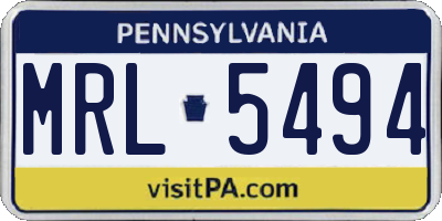 PA license plate MRL5494