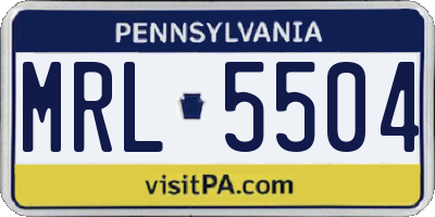 PA license plate MRL5504