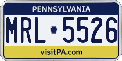 PA license plate MRL5526