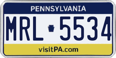 PA license plate MRL5534