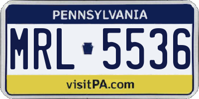 PA license plate MRL5536