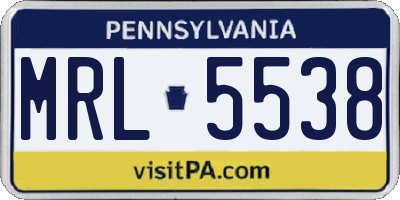 PA license plate MRL5538