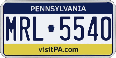 PA license plate MRL5540