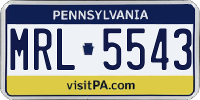 PA license plate MRL5543